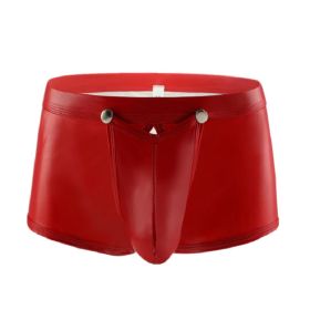 Men's PVC Bright Leather Boxers (Option: M-Red)