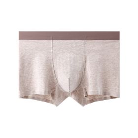 Cotton Mid Waist Antibacterial Breathable Men's Boxers (Option: Milk Brown-L)