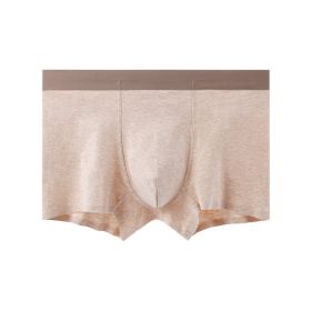 Cotton Mid Waist Antibacterial Breathable Men's Boxers (Option: Apricot Skin Color-L)