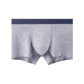 Cotton Mid Waist Antibacterial Breathable Men's Boxers (Option: Fog Blue-XL)