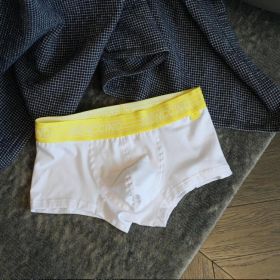 Cotton Solid Color Low Waist Tight Men's Underwear (Option: Lemon Yellow-M)