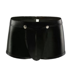 Men's PVC Bright Leather Boxers (Option: L-Black)
