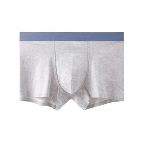 Cotton Mid Waist Antibacterial Breathable Men's Boxers (Option: Shallow Flower Ash-3XL)