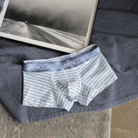 Men's Cotton Striped Comfortable Breathable Sport Boxer (Option: Light Blue-L)