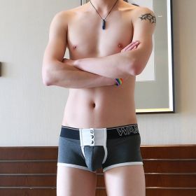Wide Button Waist Seal Design Men's Boxers (Option: Dark Gray-M)