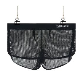 Nylon Men's Large Mesh Low Waist Sports Pants Japanese Sexy Transparent Cutout Boxers (Option: Black-M)
