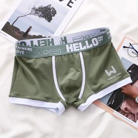 Men's Boxers Trendy Breathable Contrast Color (Option: Green-L)