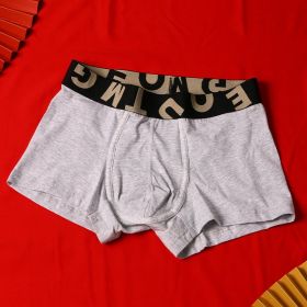 Men's Purified Cotton Underwear Festive Bright Red Mid-rise Boxers (Option: Light Gray-XL)