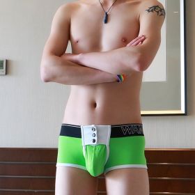 Wide Button Waist Seal Design Men's Boxers (Option: Light Green-L)
