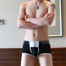 Wide Button Waist Seal Design Men's Boxers (Option: Black-L)