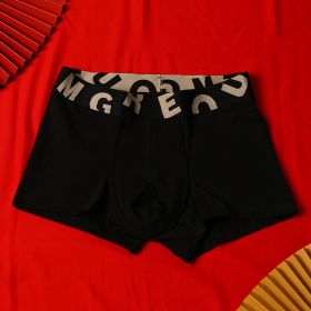 Men's Purified Cotton Underwear Festive Bright Red Mid-rise Boxers (Option: Black-2XL)