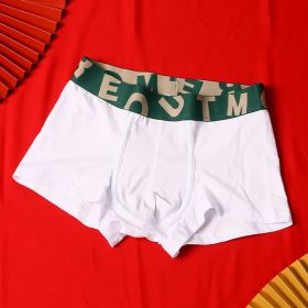 Men's Purified Cotton Underwear Festive Bright Red Mid-rise Boxers (Option: White-2XL)